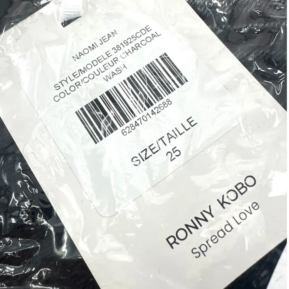 Ronny Kobo Women's Charcoal Naomi Wide Leg Jeans Size 25 - Picture 4 of 13